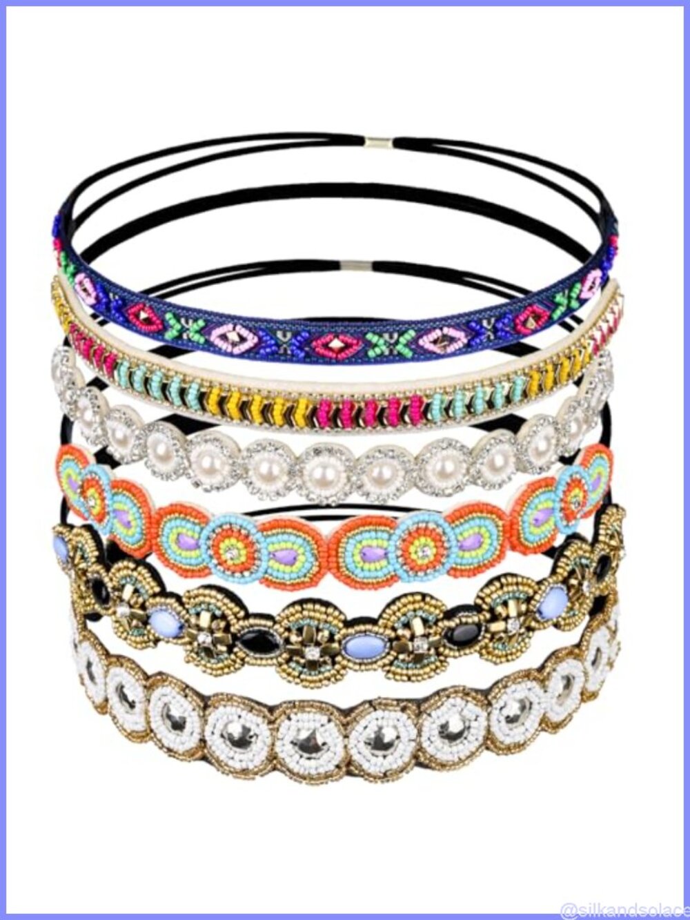 Rhinestone Beaded Elastic Headbands Set Hair Accessories Boho Style